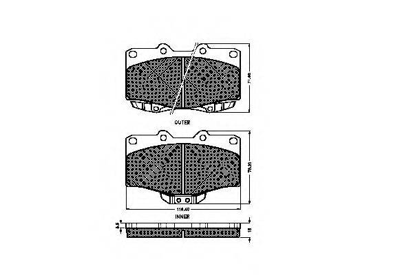 TOYOTA 04465-35190 Комплект гальмівних колодок, дискове гальмо