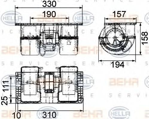 BEHR HELLA SERVICE 8EW009160761 Вентилятор салону