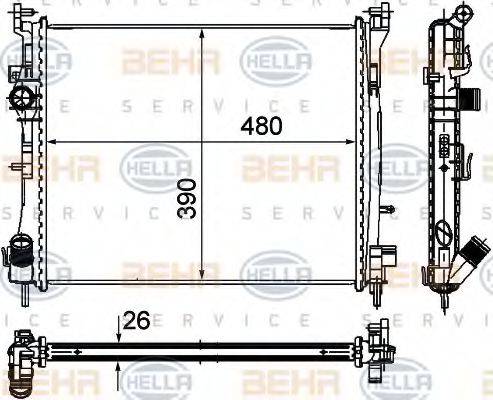 BEHR HELLA SERVICE 8MK376748751 Радіатор, охолодження двигуна