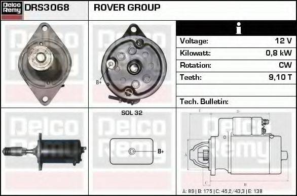 DELCO REMY DRS3068 Стартер