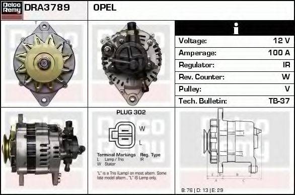 DELCO REMY DRA3789 Генератор