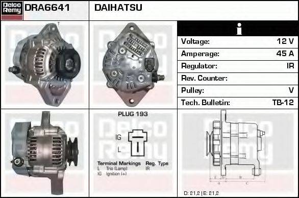 DELCO REMY DRA6641 Генератор