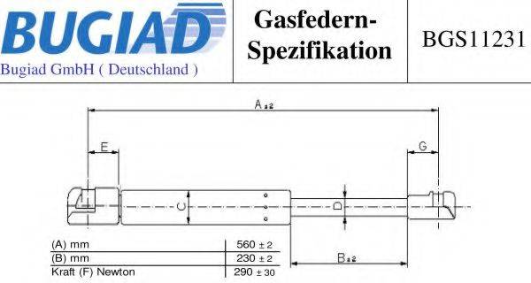 BUGIAD BGS11231 Газова пружина, кришка багажника