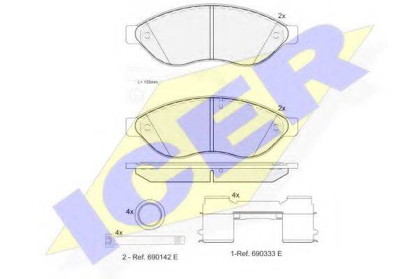ICER 141803203 Комплект гальмівних колодок, дискове гальмо