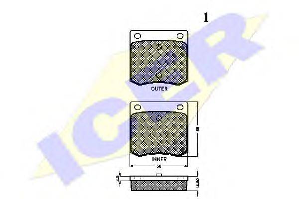 ICER 180638 Комплект гальмівних колодок, дискове гальмо