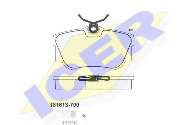 ICER 181613700 Комплект гальмівних колодок, дискове гальмо