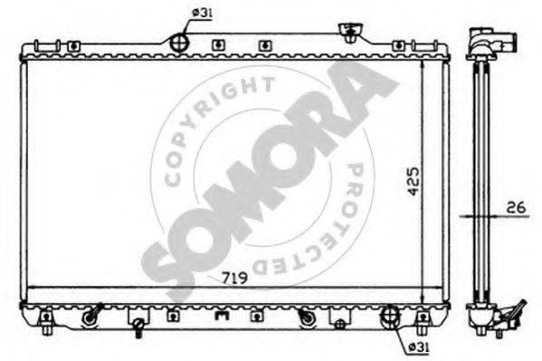 SOMORA 313141 Радіатор, охолодження двигуна