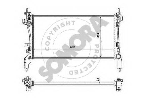 SOMORA 089040A Радіатор, охолодження двигуна