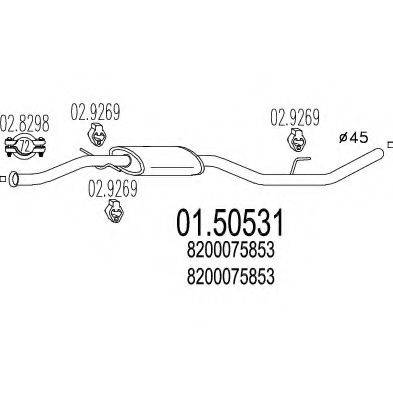 NISSAN 8200075853 Середній глушник вихлопних газів