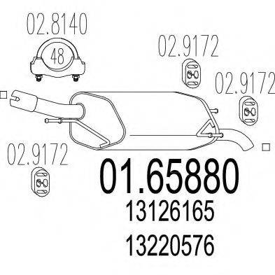 OPEL 9129836 Глушник вихлопних газів кінцевий