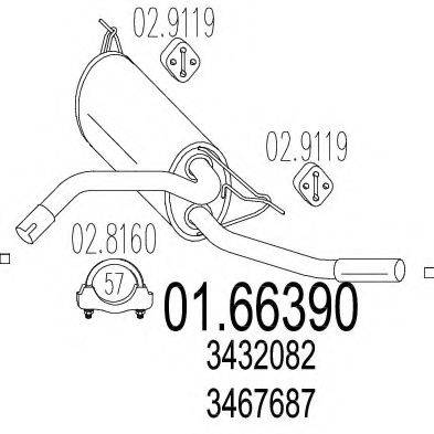 MTS 0166390 Глушник вихлопних газів кінцевий