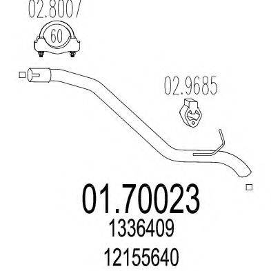 MTS 0170023 Труба вихлопного газу