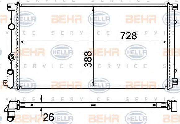 HELLA 8MK376700654 Радіатор, охолодження двигуна