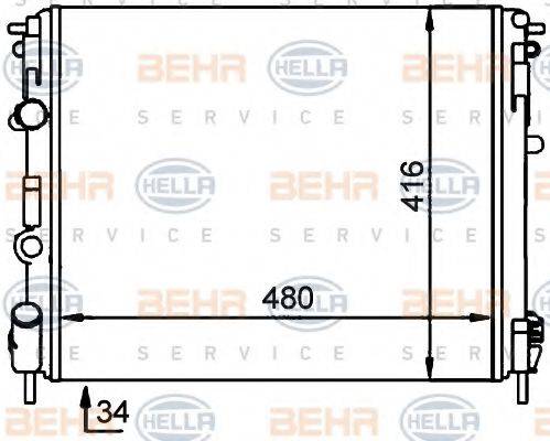 HELLA 8MK376701704 Радіатор, охолодження двигуна