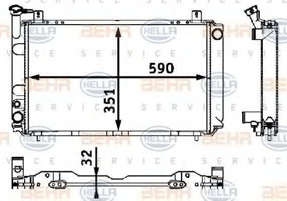 HELLA 8MK376708271 Радіатор, охолодження двигуна