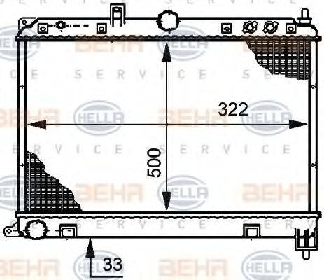 HELLA 8MK376708581 Радіатор, охолодження двигуна