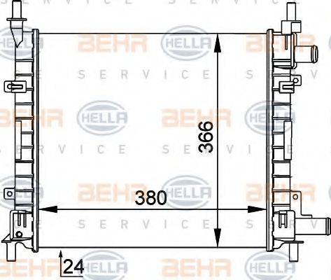 HELLA 8MK376714251 Радіатор, охолодження двигуна