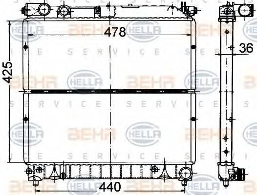 HELLA 8MK376716431 Радіатор, охолодження двигуна