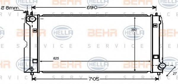 HELLA 8MK376753731 Радіатор, охолодження двигуна