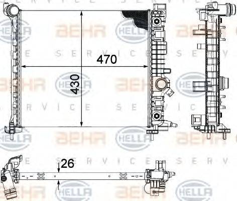 HELLA 8MK376756471 Радіатор, охолодження двигуна