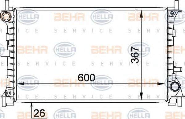 HELLA 8MK376764031 Радіатор, охолодження двигуна