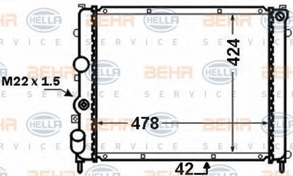 HELLA 8MK376771661 Радіатор, охолодження двигуна