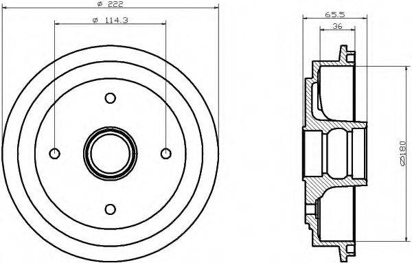 HELLA 8DT355302351 Гальмівний барабан