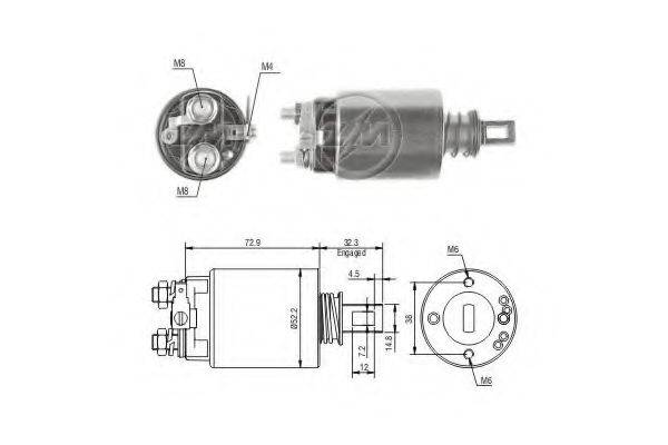 HITACHI 213027001 Тягове реле, стартер