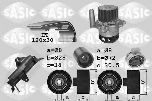 SASIC 3906025 Водяний насос + комплект зубчастого ременя