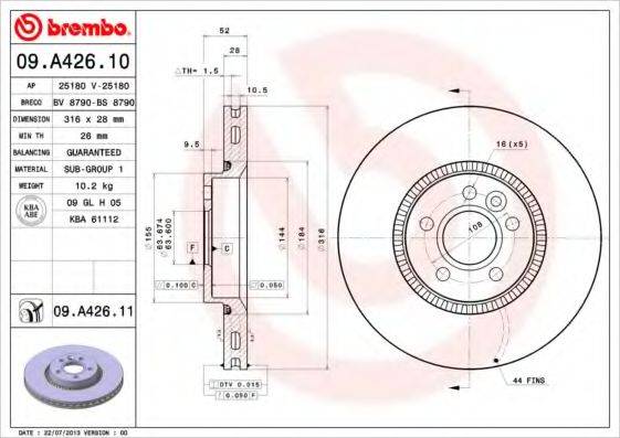 AP 25180V гальмівний диск