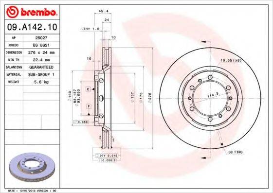 BRECO BS8621 гальмівний диск