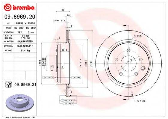 BRECO BS8861 гальмівний диск