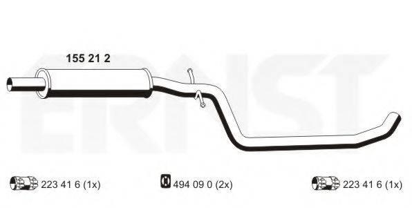 ERNST 155212 Середній глушник вихлопних газів
