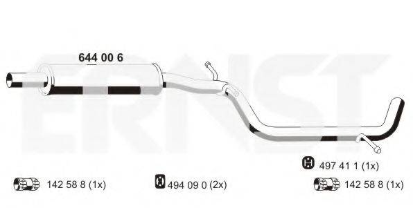 ERNST 644006 Середній глушник вихлопних газів