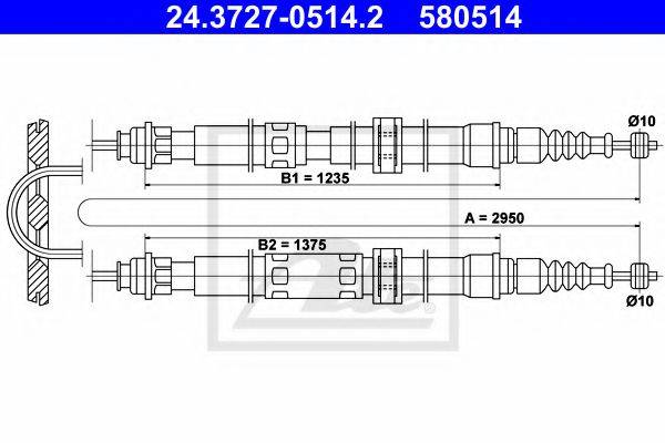 PEX 40233 Трос, стоянкова гальмівна система