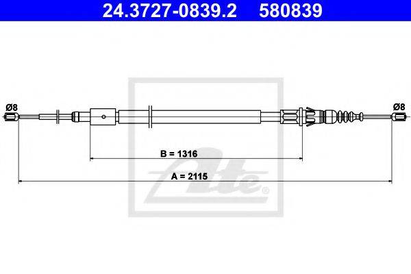 TEXTAR 44035100 Трос, стоянкова гальмівна система