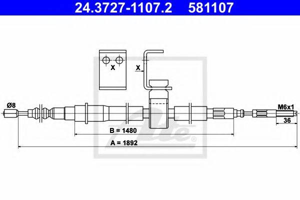 BENDIX 431383B Трос, стоянкова гальмівна система