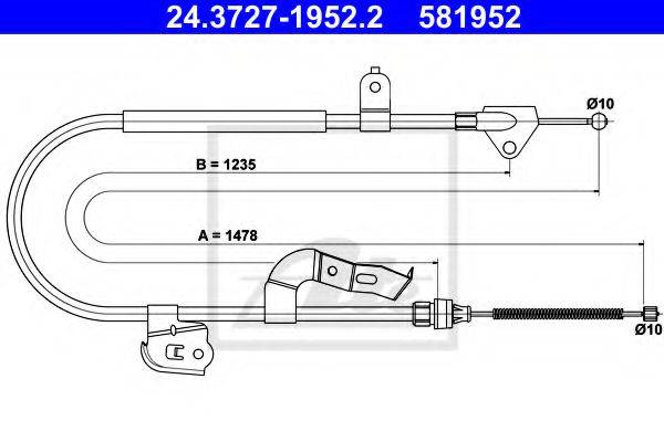 NIPPARTS J19908 Трос, стоянкова гальмівна система