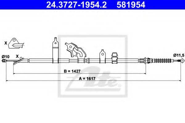 TOYOTA 4643052161 Трос, стоянкова гальмівна система