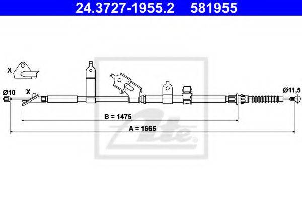 TOYOTA 4642052161 Трос, стоянкова гальмівна система