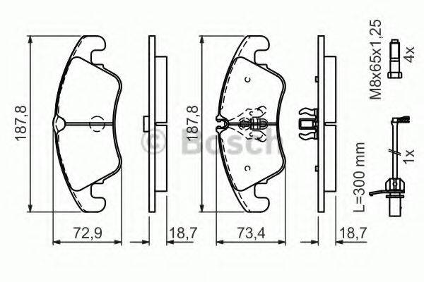 BOSCH 0986494456 Комплект гальмівних колодок, дискове гальмо