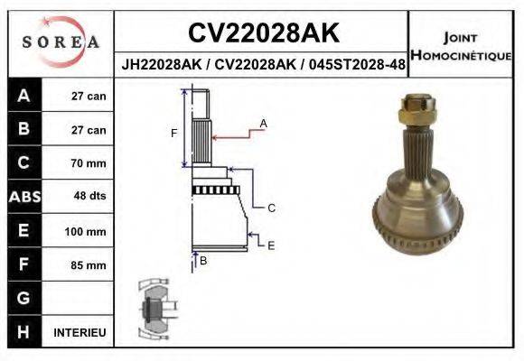 SNRA JH22028AK Шарнірний комплект, приводний вал