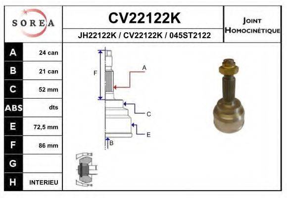 EAI CV22122K Шарнірний комплект, приводний вал