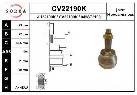 SNRA JH22190K Шарнірний комплект, приводний вал