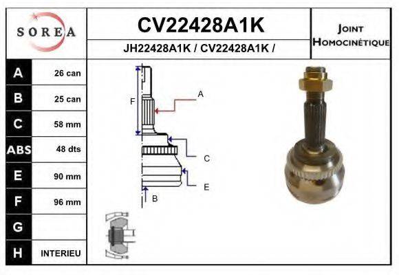 EAI CV22428A1K Шарнірний комплект, приводний вал