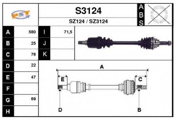 SNRA S3124 Приводний вал