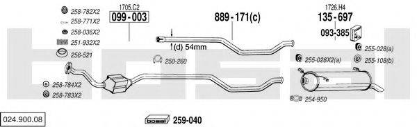 BOSAL 02490008 Система випуску ОГ