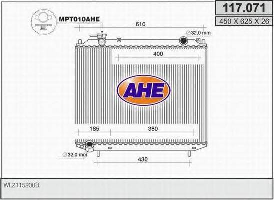 AHE 117071 Радіатор, охолодження двигуна