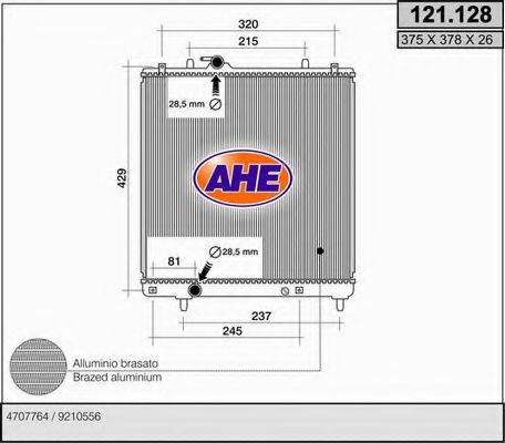 AHE 121128 Радіатор, охолодження двигуна