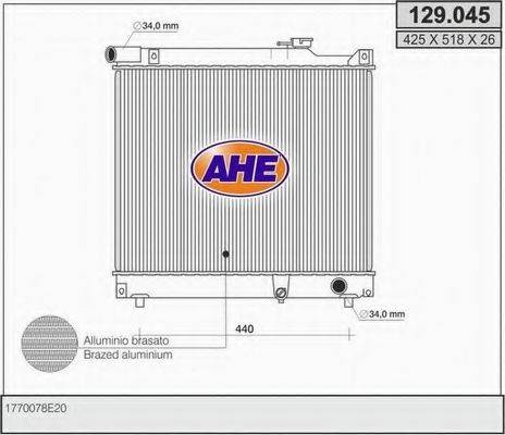 AHE 129045 Радіатор, охолодження двигуна